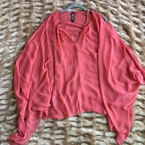 Marla Wynne Coral Cold Shoulder Top&Tank XL